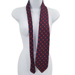 Qiana Vintage Nylon Mens Necktie Red White Blue 52" wide bottom geometric